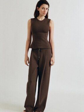 Zara Interlock Pants- Dark Brown Medium